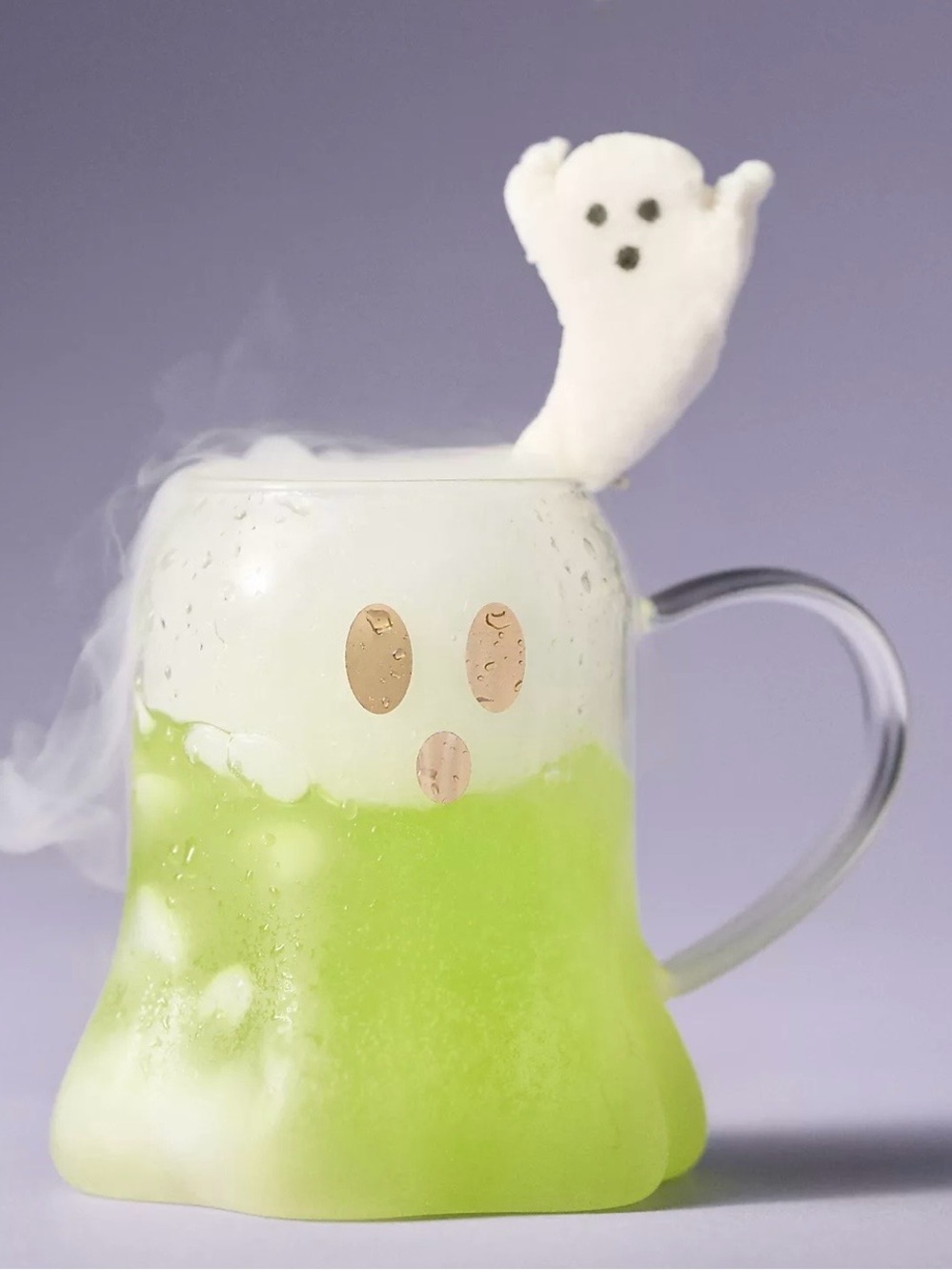 Anthropologie Ghost Borosilicate Glass Mug Halloween 4.25” New